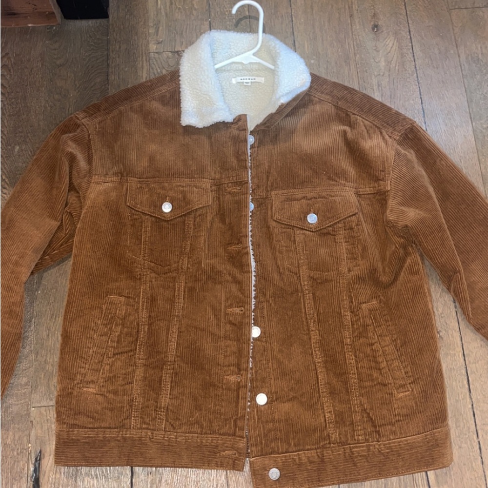 PacSun Sherpa Corduroy Trucker Jacket with Fuzzy Interior